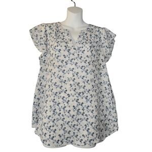 Adrianna Papell Womens Medium Blouse Ditsy Floral Lightweight Flowy Cottagecore